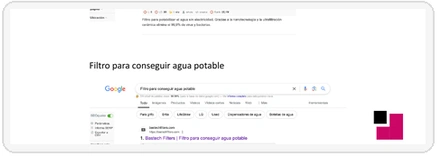 Captura del material de Iparprint: Bastech en una búsqueda de filtros para conseguir agua potable.