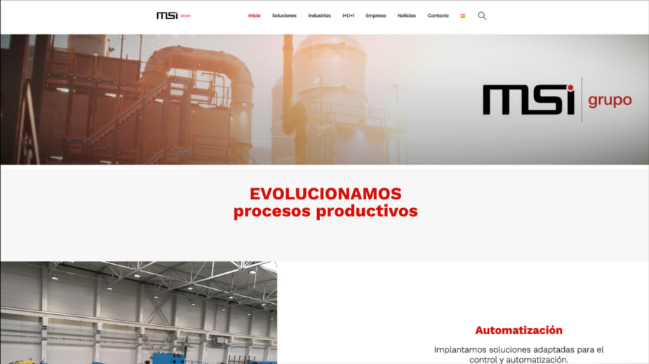 Vista completa de la pantalla de la web de MSI Grupo
