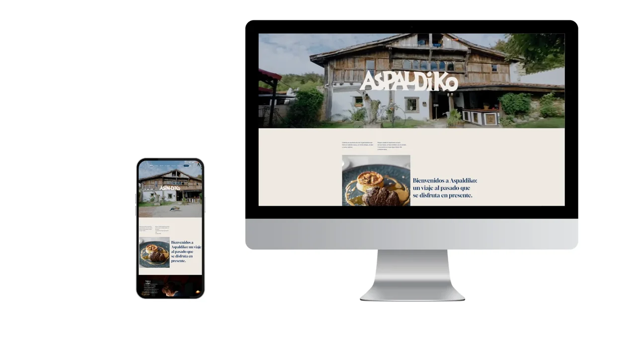 Diseño web de Aspaldiko presentado en ordenador y móvil