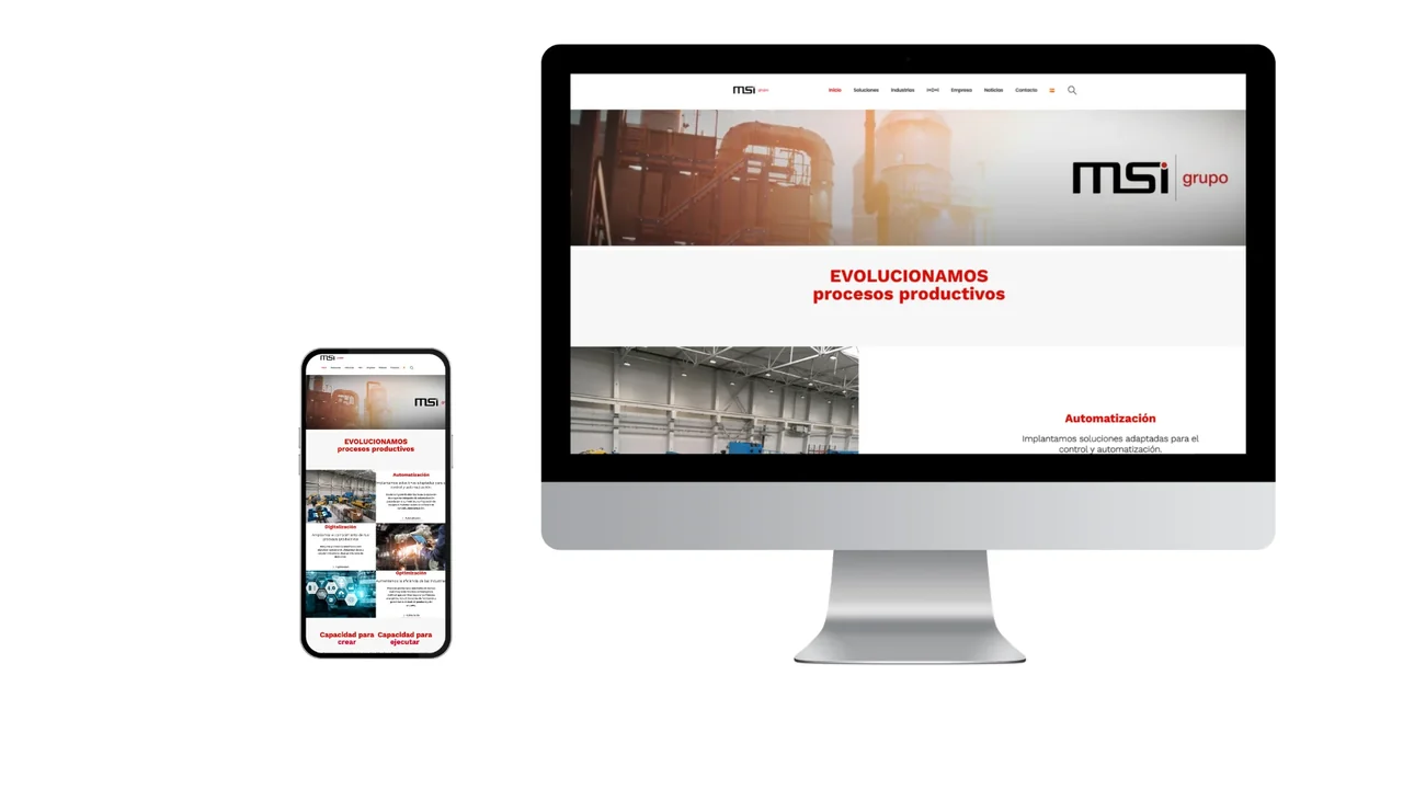 Diseño web de MSI presentado en ordenador y móvil
