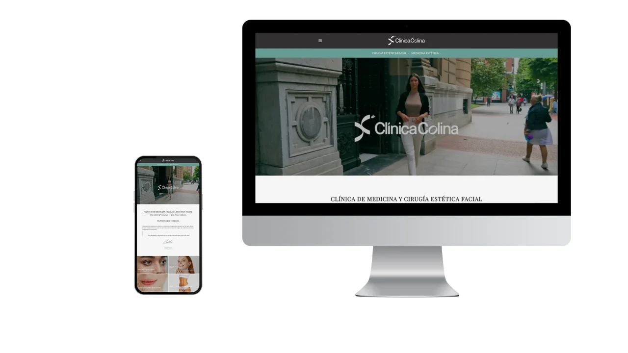 Diseño web de Clínica Dr. Colina presentado en ordenador y móvil